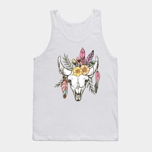 Cow skull with flower Tank Top